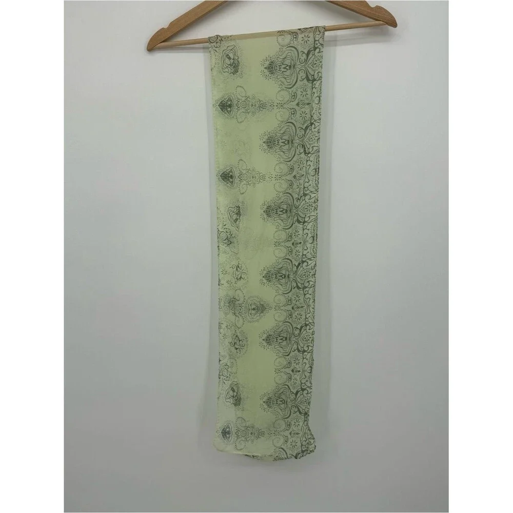 Unbranded Light Green Sheer Paisley Medallion Long Scarf Accessory Wrap Shawl